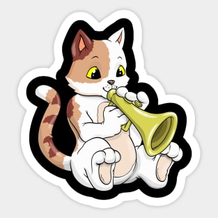 Cat as musician with trumpet Sticker